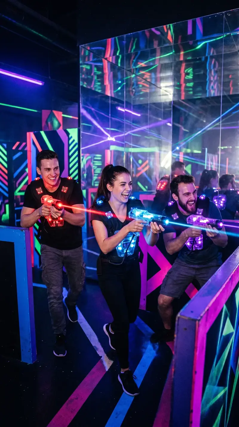 Lasertag-Spieler mit Phaser